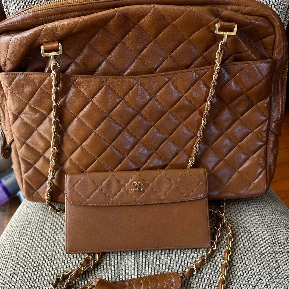 Vintage Chanel large camera bag style/Tote